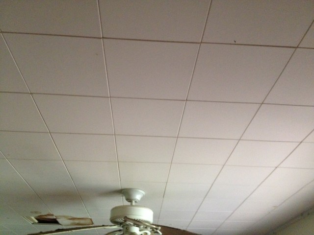 here is the original ceiling. Some sort of tiles. 