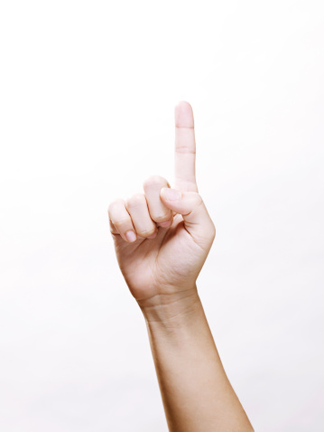 Hand with finger held up